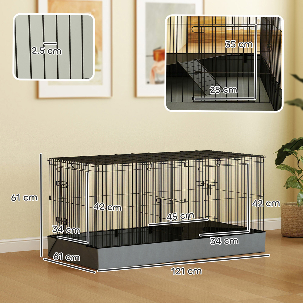 PawHut 2 in 1 Black Small Animal Cage and Playpen Image 9