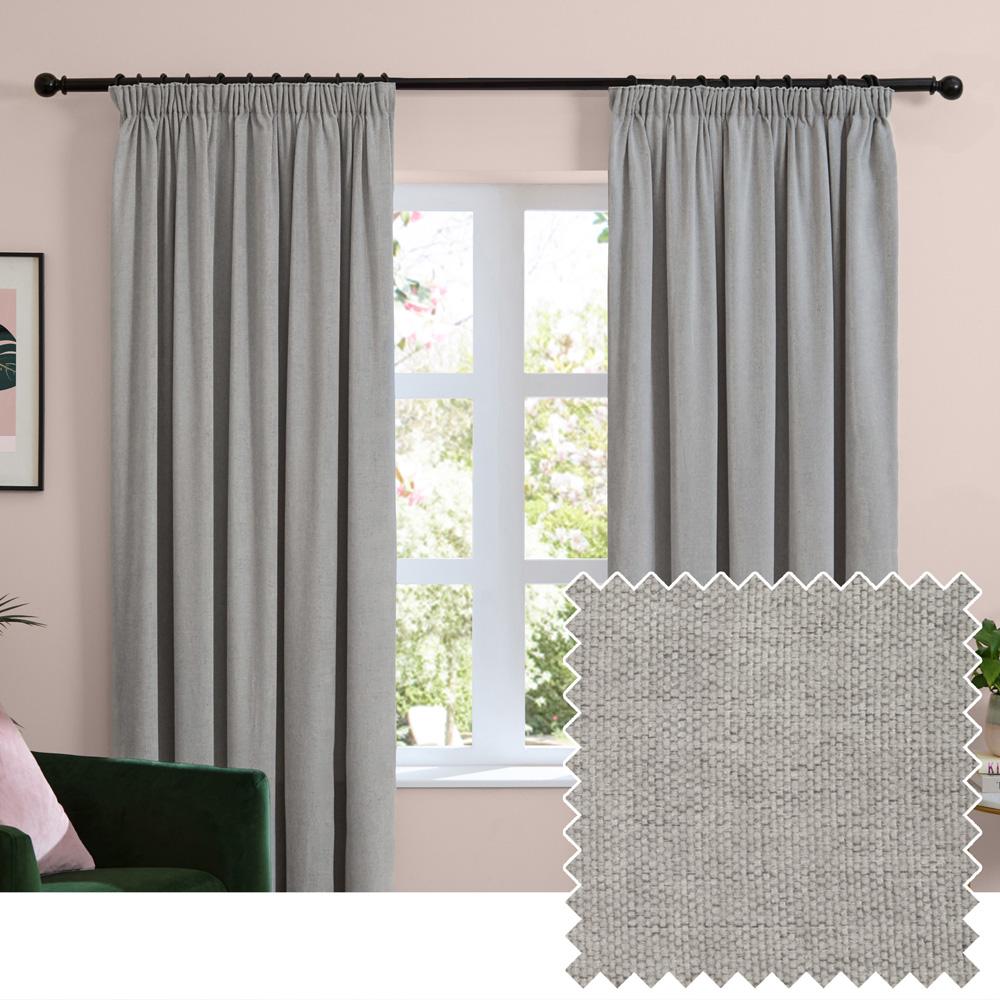 Furn Soft Chenille Silver Blackout Pencil Pleat Curtains 229 x 229cm Image 5
