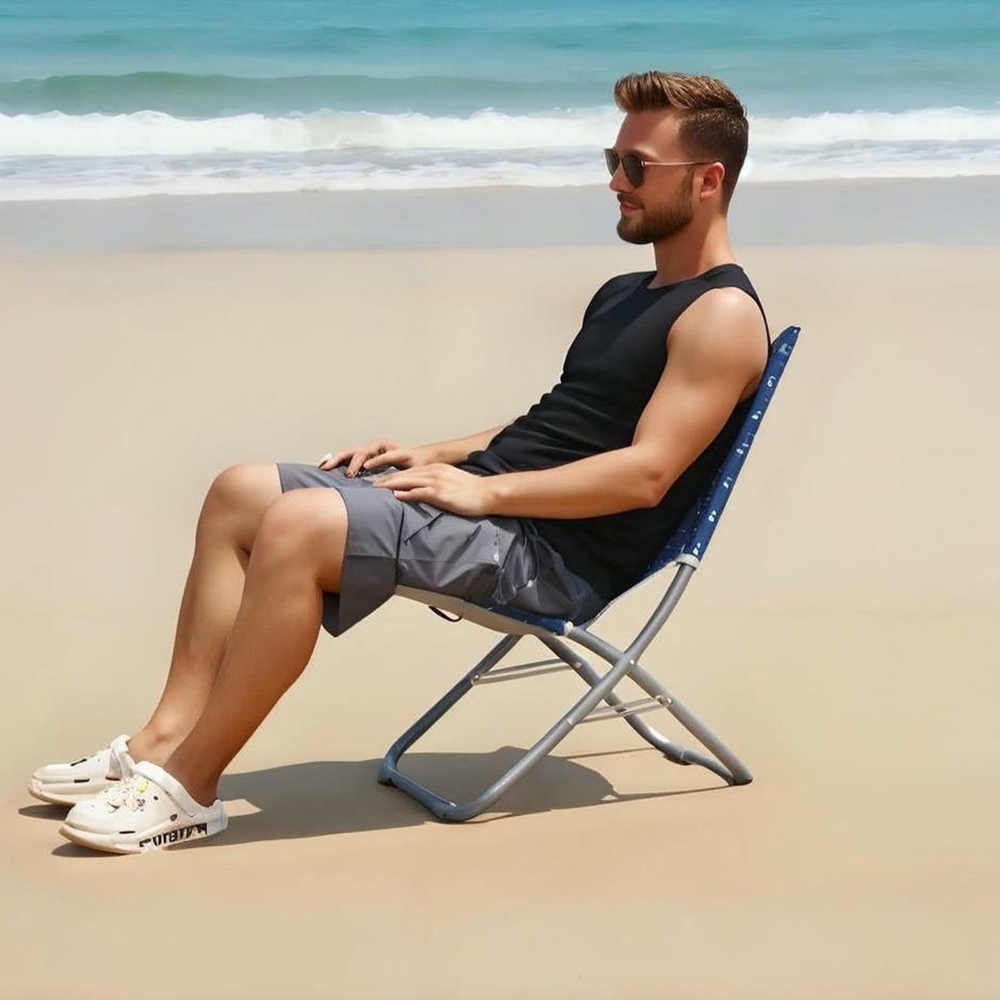 Gr8 Garden Blue Folding Adult Beach Chair Image 4