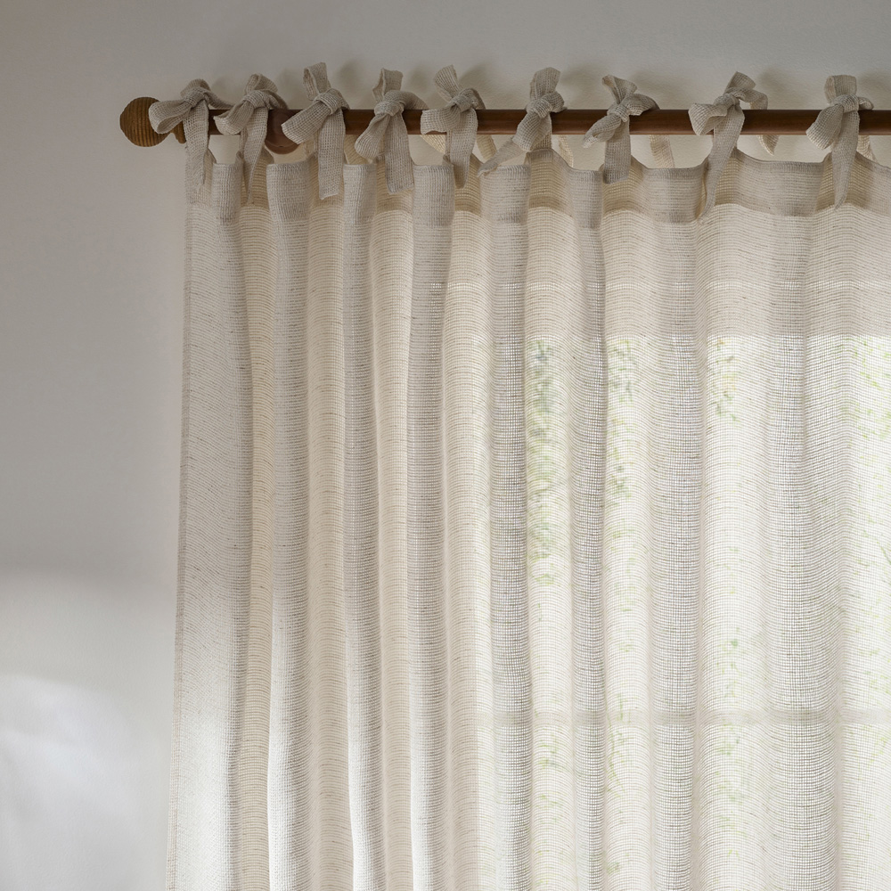 Yard Nimbus Natural Sheer Tie Top Curtain Panel 140 x 250cm Image 4