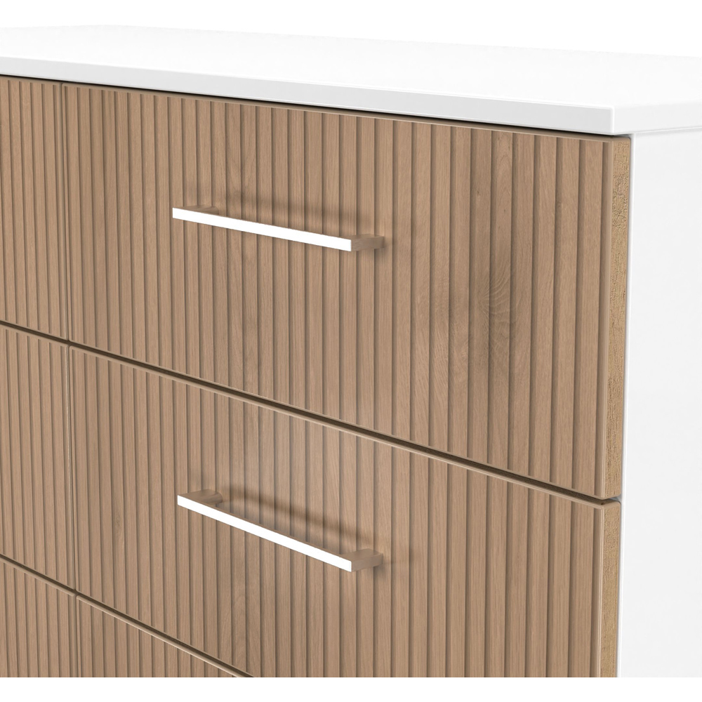 Crowndale Worcester 6 Drawer Slatt Effect and White Wide Chest of Drawers Ready Assembled Image 6