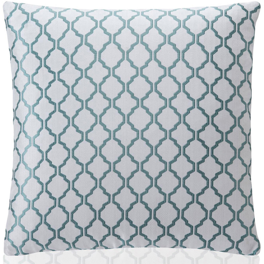 Alan Symonds Teal Jacquard Weave Geometric Cushion with Polyester Filled Pad 45 x 45cm 4 Pack Image 3