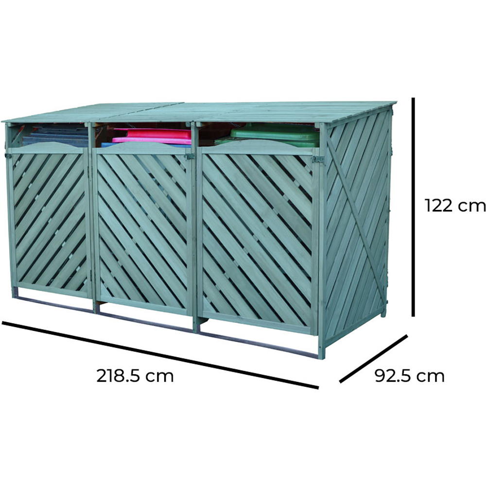 Jack Stonehouse 7 x 3ft Green Wooden 3 Bay Triple Wheelie Bin Storage Shed Image 6