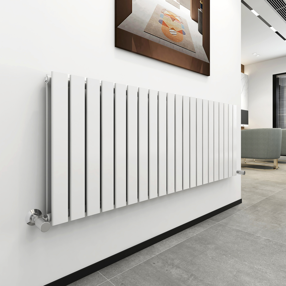 White 9454 BTU Double Flat Panel Vertical Column Radiator 600 x 1428mm Image 2