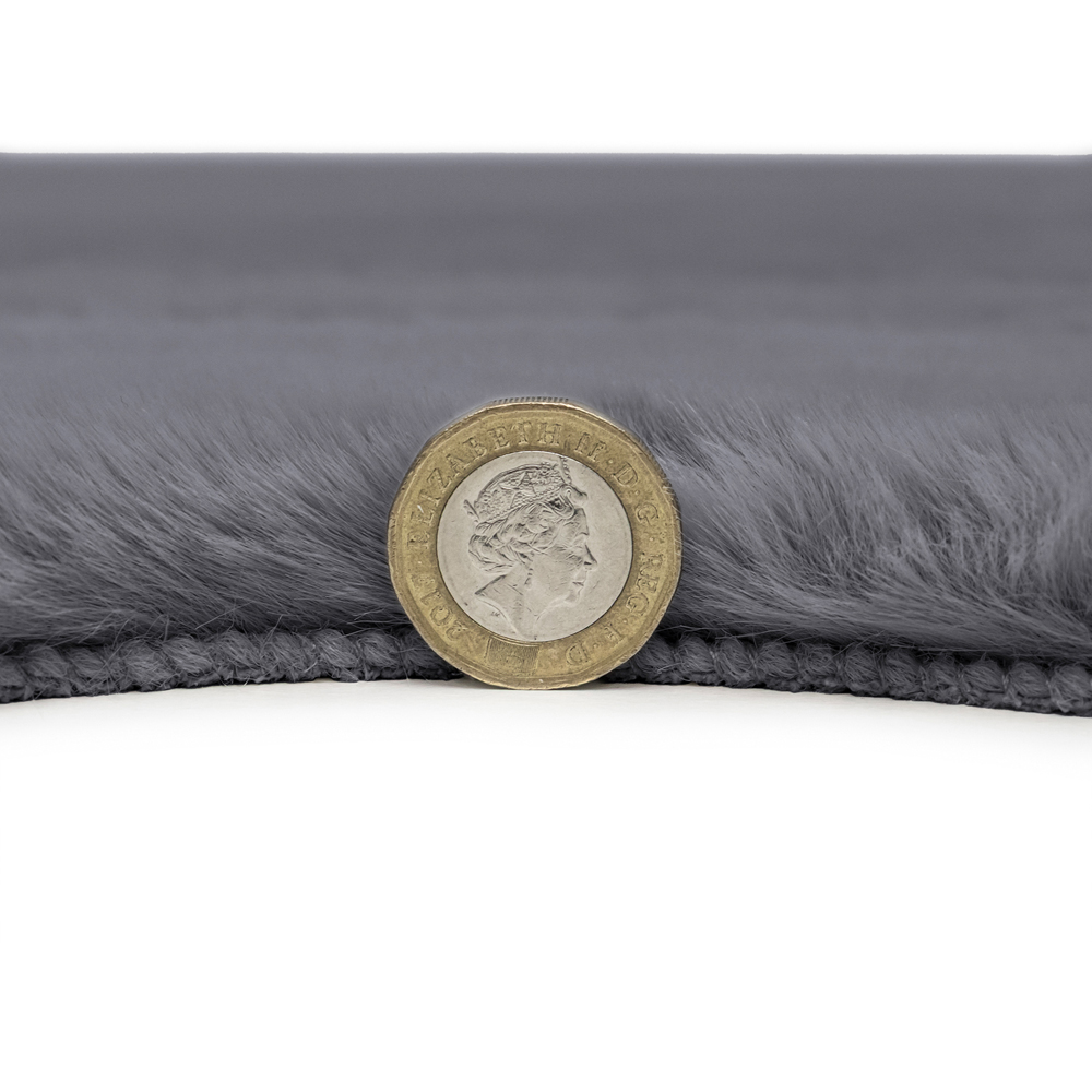 JVL Dark Grey Faux Fur Rug 60 x 90cm Image 5