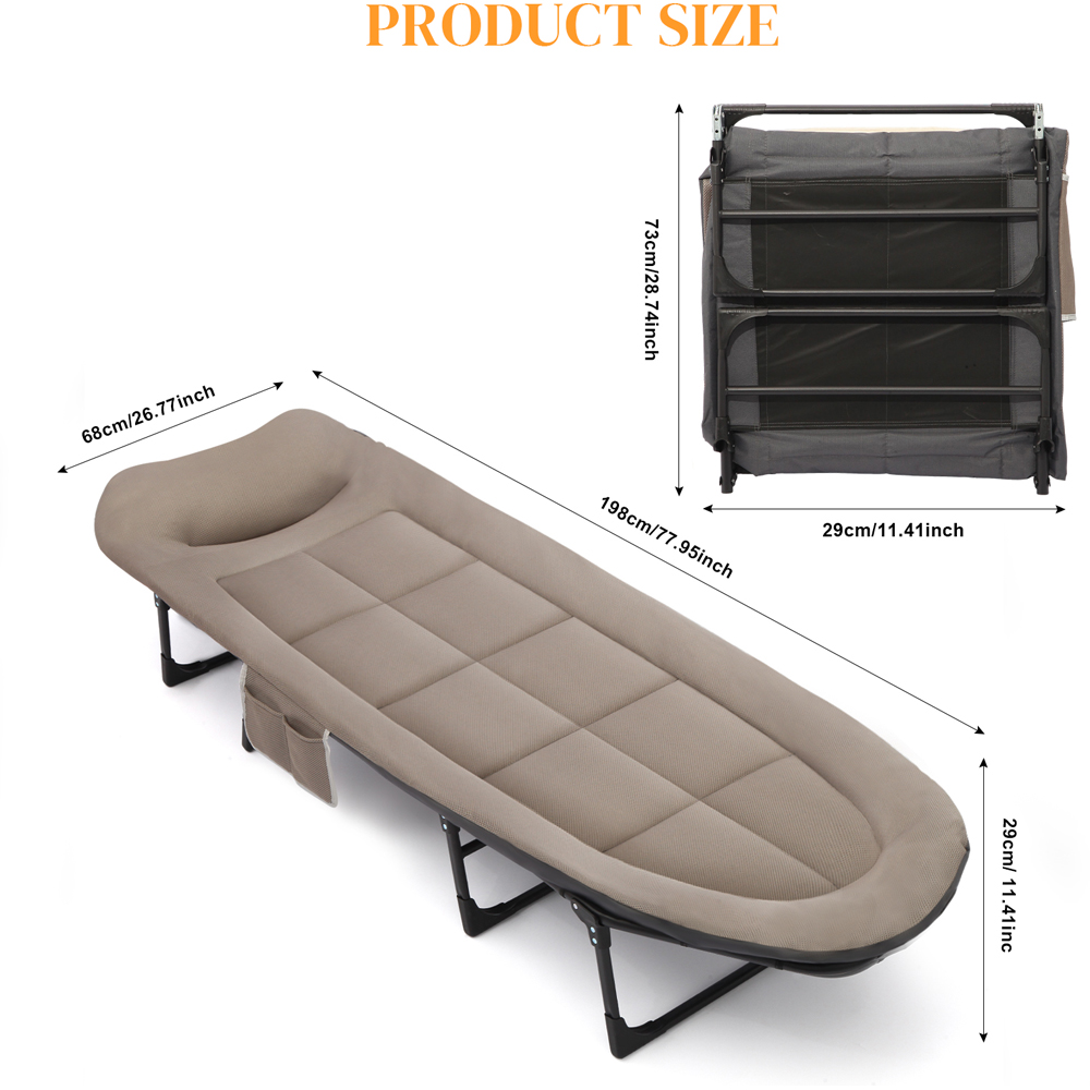 Willowmare Single Foldable Camping Bed with Adjustable Head Rest Image 7