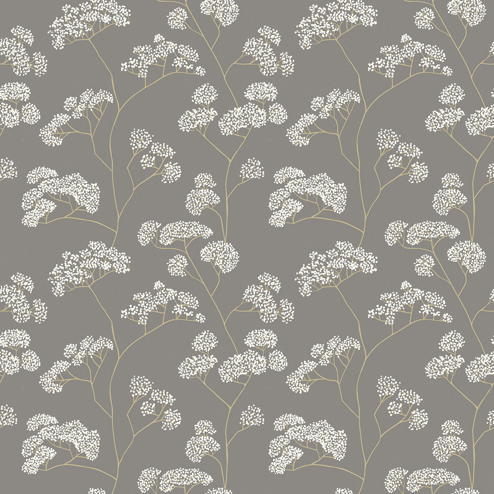 Hoopla Walls Oasis Elderflower Trail Charcoal Wallpaper Image 1