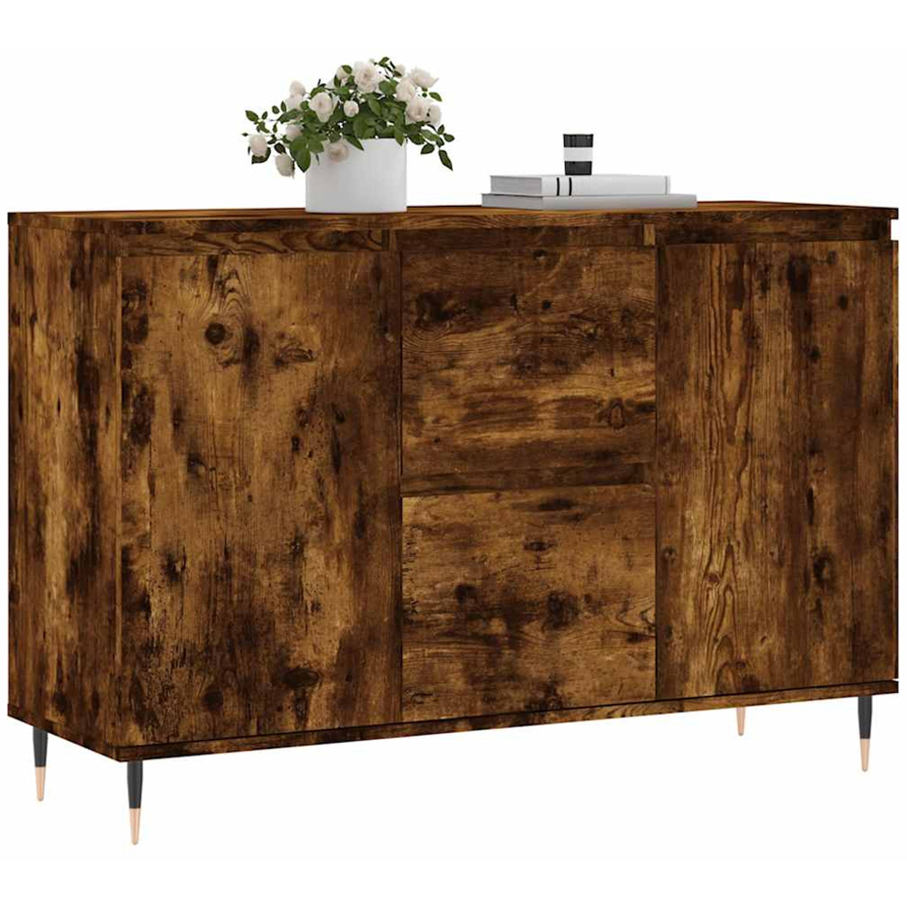 vidaXL 2 Door 2 Drawer Smoked Oak Wide Sideboard Image 3