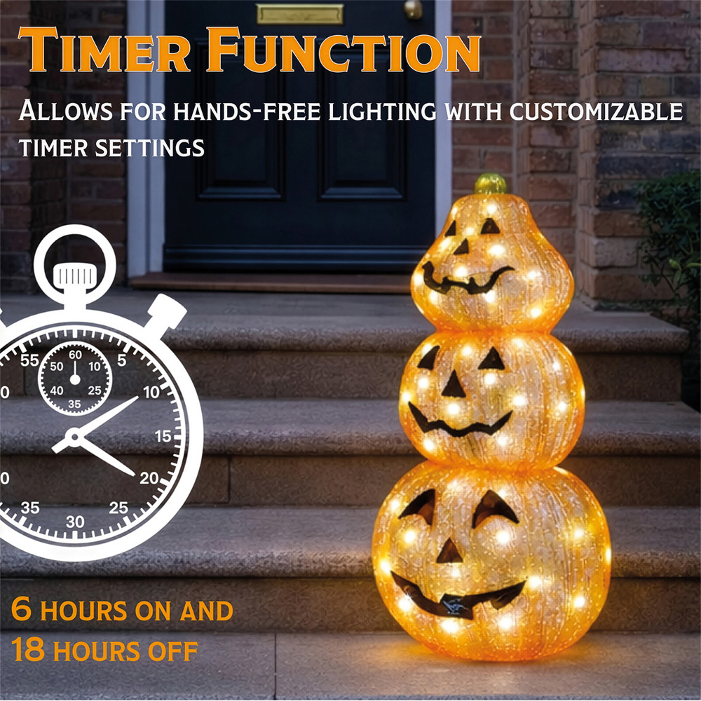FXLab 80 Bright White LED Acrylic Pumpkin Halloween Decoration 25 x 20 x 60cm Image 2