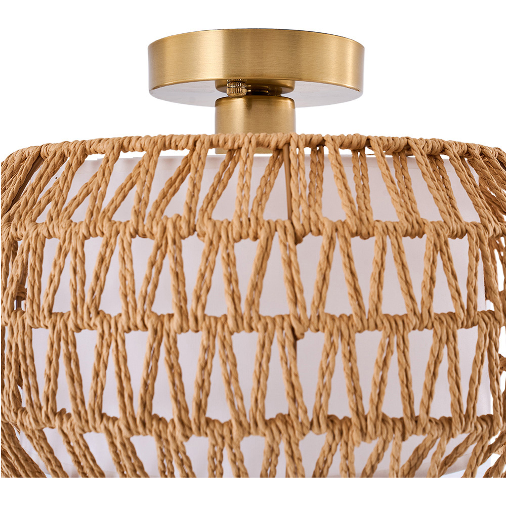 Living and Home Gold and Yellow Hemp Rope E27 Ceiling Light Image 4