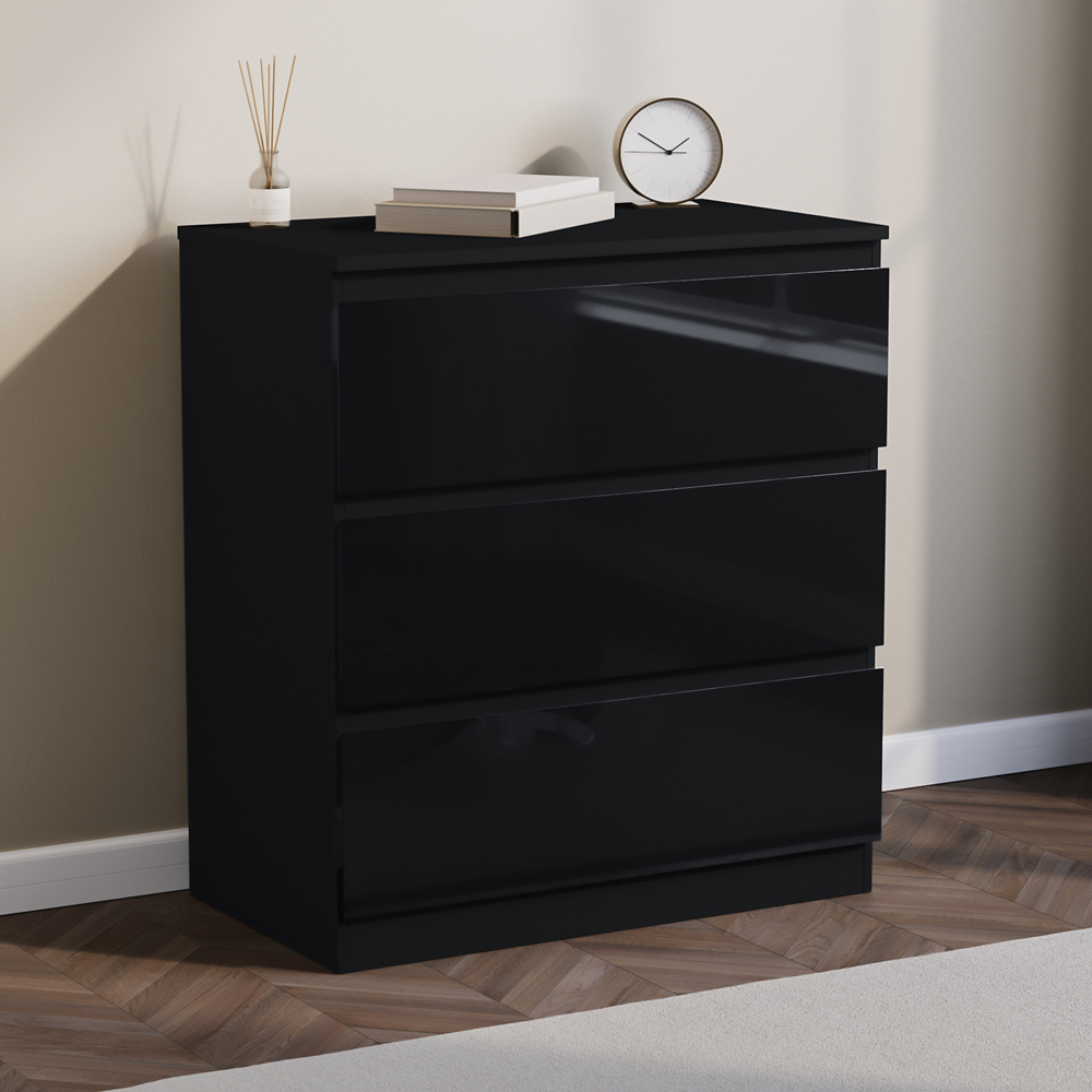 VIDA DESIGNS Glinton 3 Drawer Black Chest of Drawers Image 5