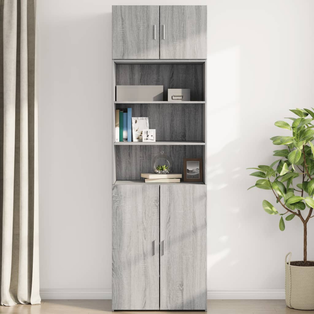 vidaXL 2 Door Grey Sonoma Wooden Wall Cabinet Image 3