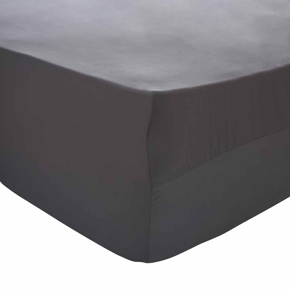 Wilko Charcoal Fitted Sheet King Size Image 1