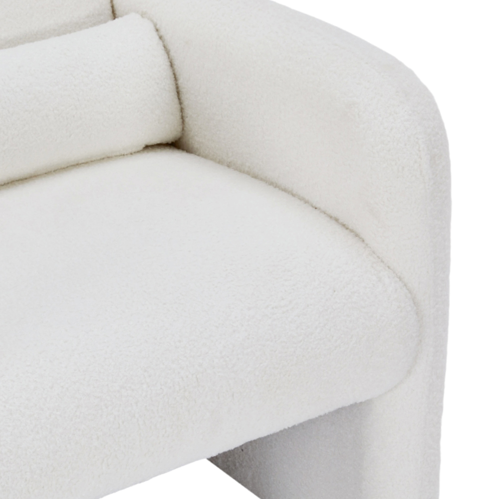 Living and Home White Teddy Fleece Upholstered Accent Chair with Lumbar Pillow Image 3