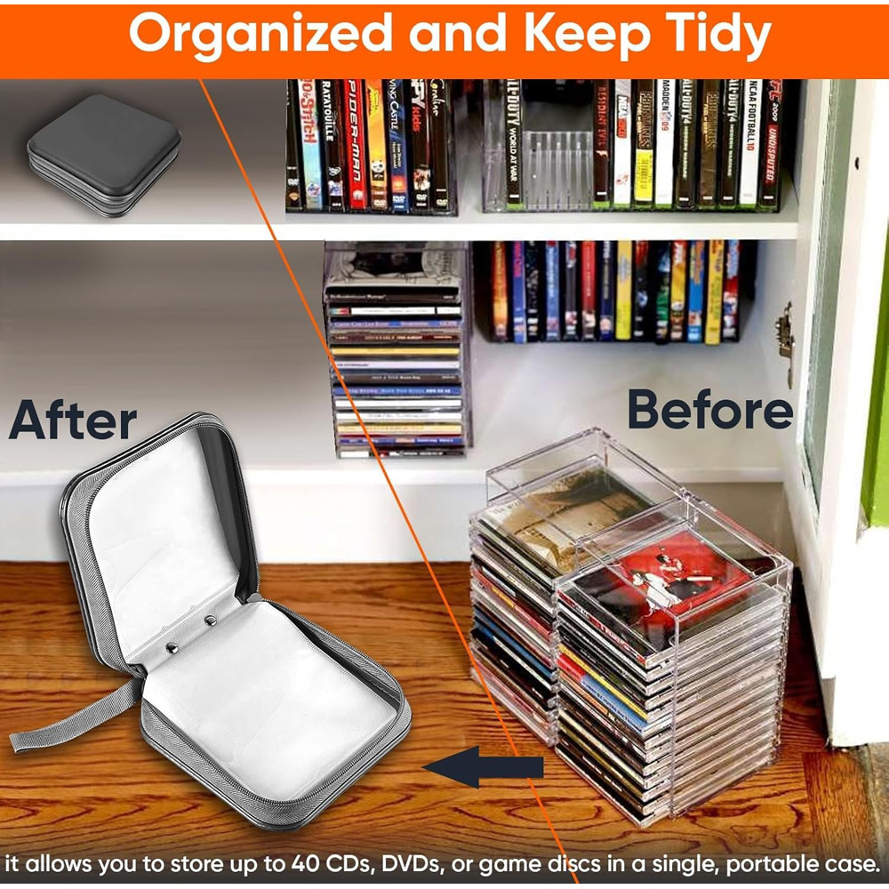 ATEK 40 Disc Black Portable Zipped CD and DVD Storage Case Image 5