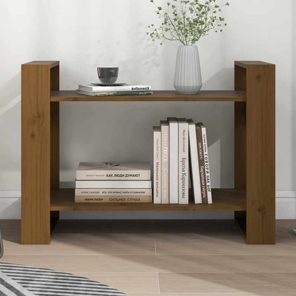 vidaXL 2 Shelf Honey Brown Bookcase Image 1