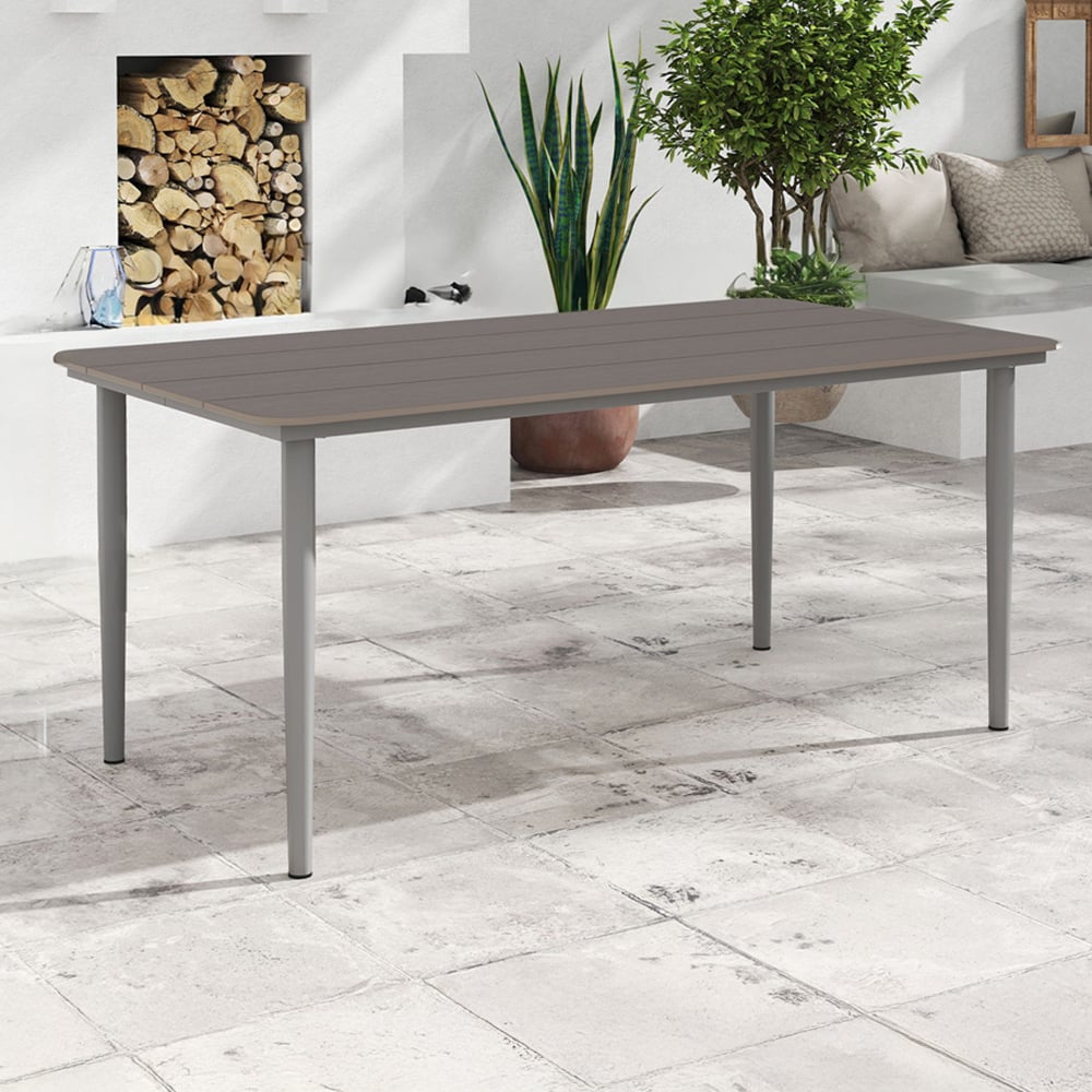 Outsunny 6 Seater Rust Resistant Metal Frame Garden Dining Table Dark Grey Image 1