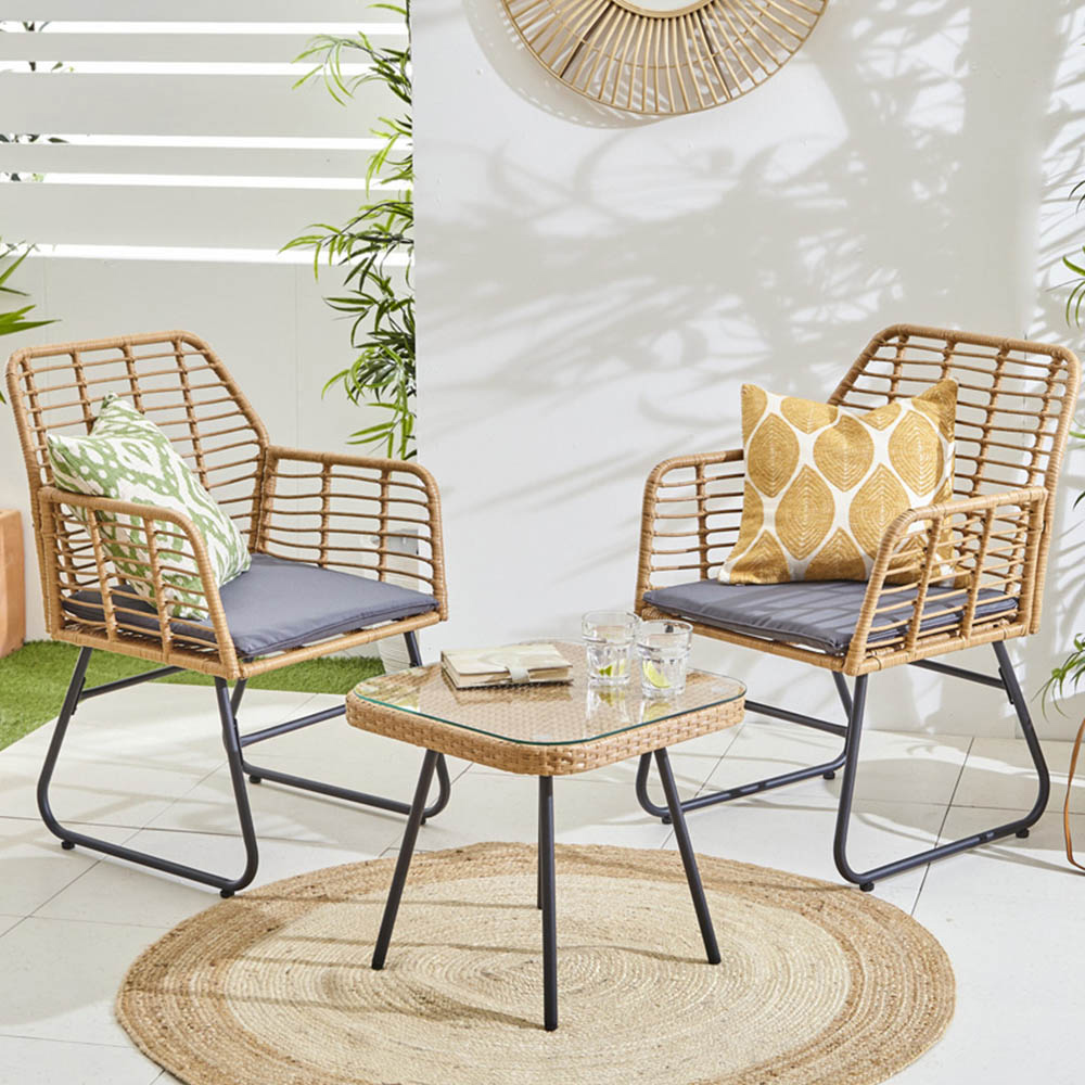 Neo Bamboo 2 Seater Bistro Set Grey Image 1