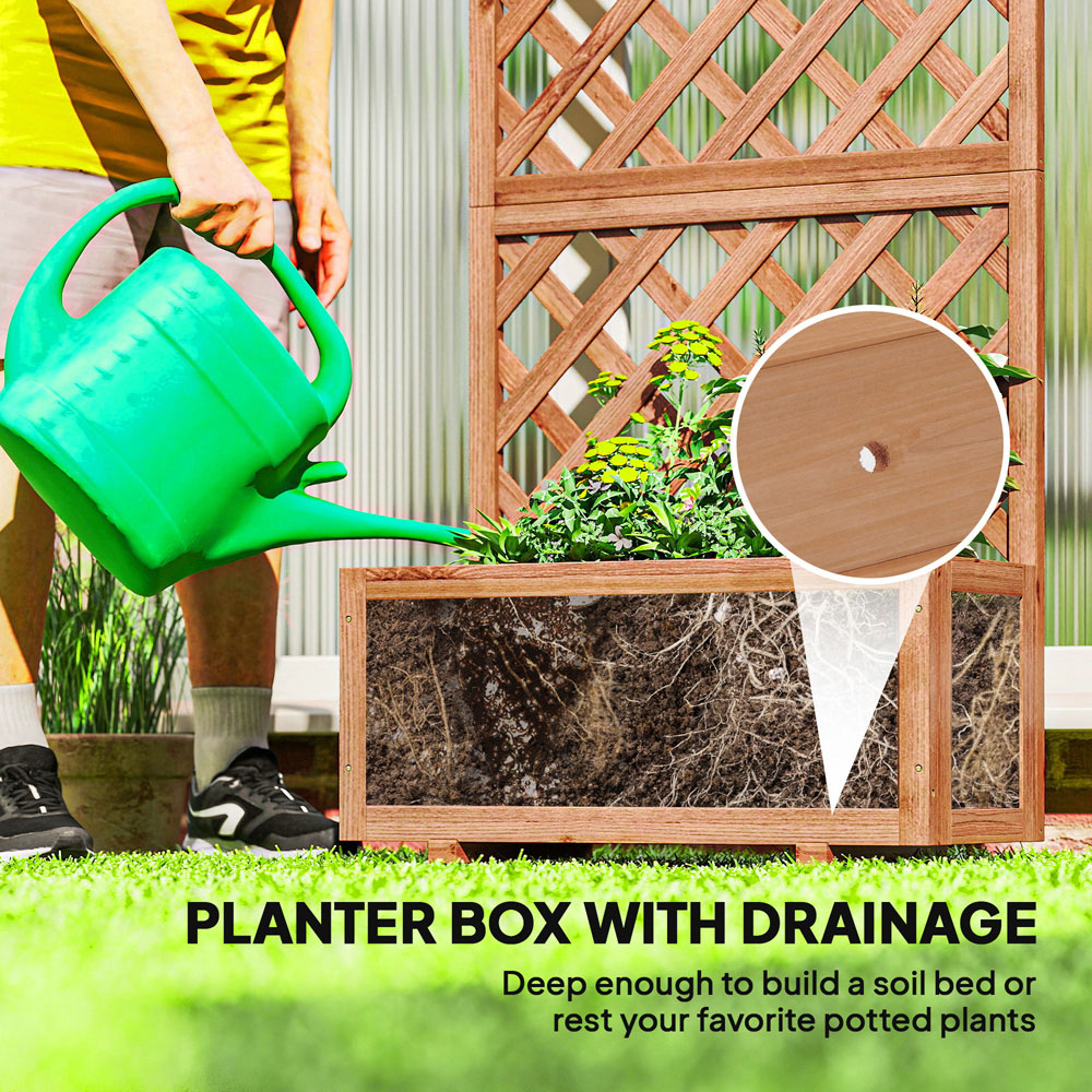 Outsunny Wooden Raised Garden Bed Planter Box with Trellis 149.5 x 31.5 x 72.5cm Image 5