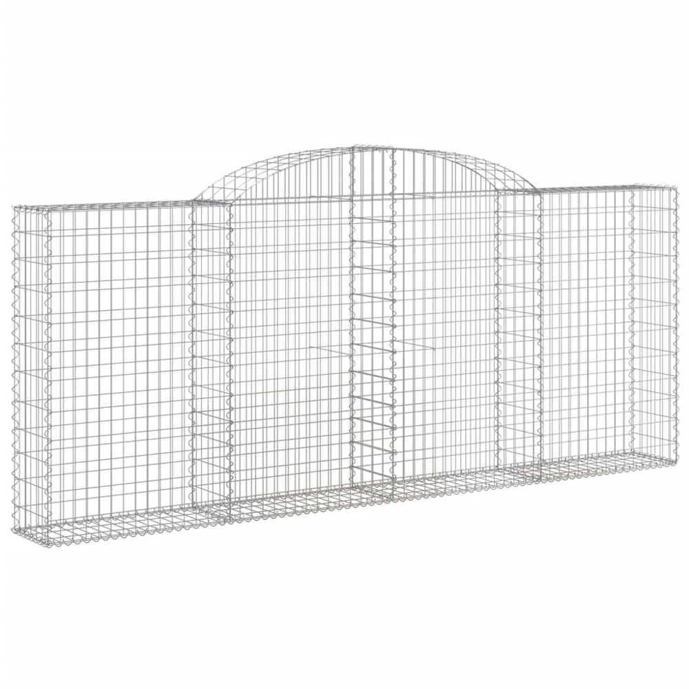 vidaXL Silver Galvanised Iron Arched Gabion Basket 300 x 30 x 120/140cm 7 Pack Image 1