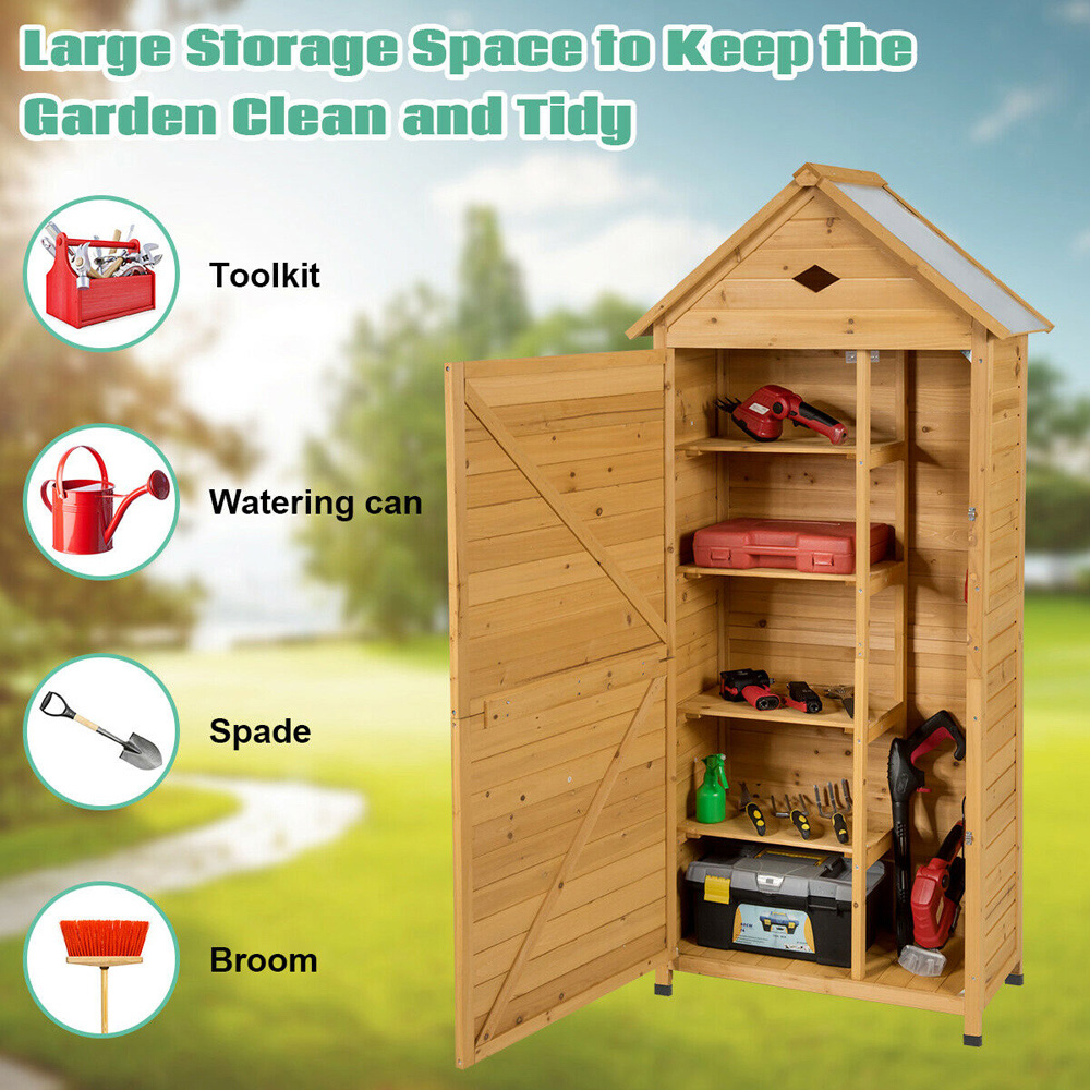 Costway 5.8 x 2.6ft Wooden Lockable Garden Shed Image 7