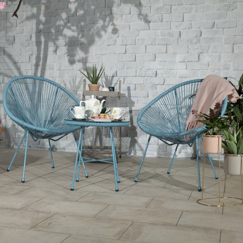 Monaco 2 Seater Egg Bistro Set Blue Image 1