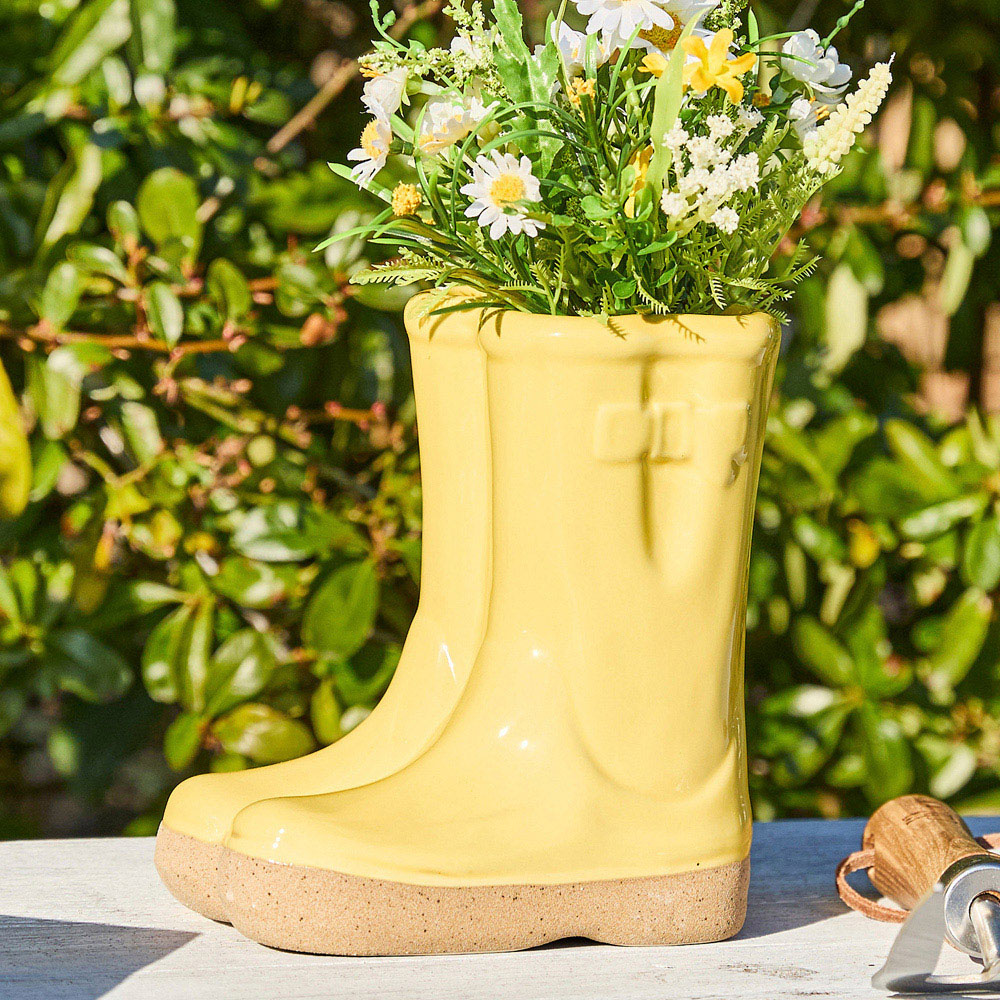 Dibor Yellow Double Wellington Planter 17cm Image 6