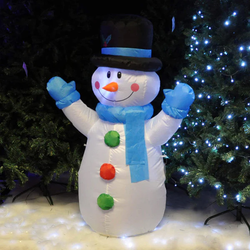 Marco Paul Red LED Inflatable Snowman Christmas Decoration 4ft Image 1