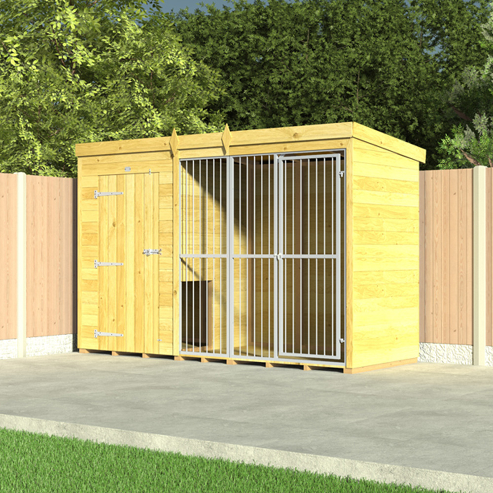 DIY Sheds 12 x 4ft Pressure Treated Tongue and Groove Timber Full Height Dog Kennel and Run Image 2