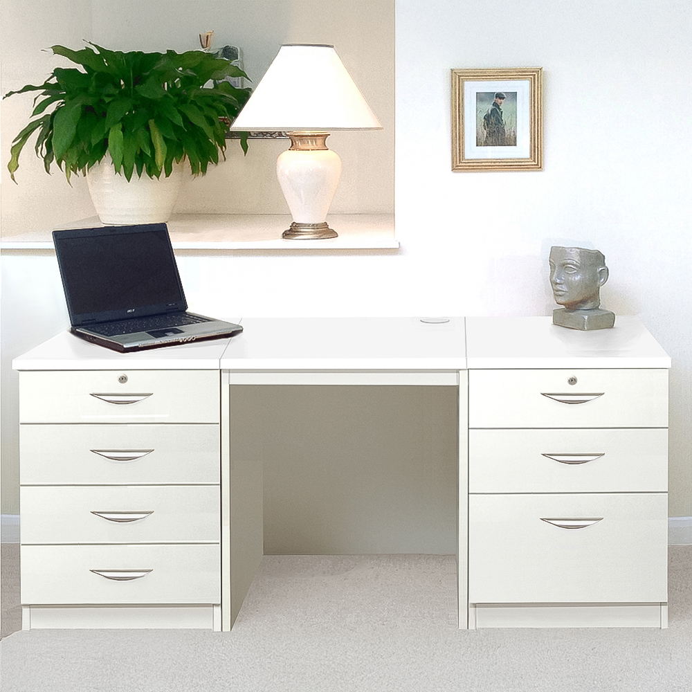 R White Cabinets 7 Drawer White Set-09 Desk Image 1