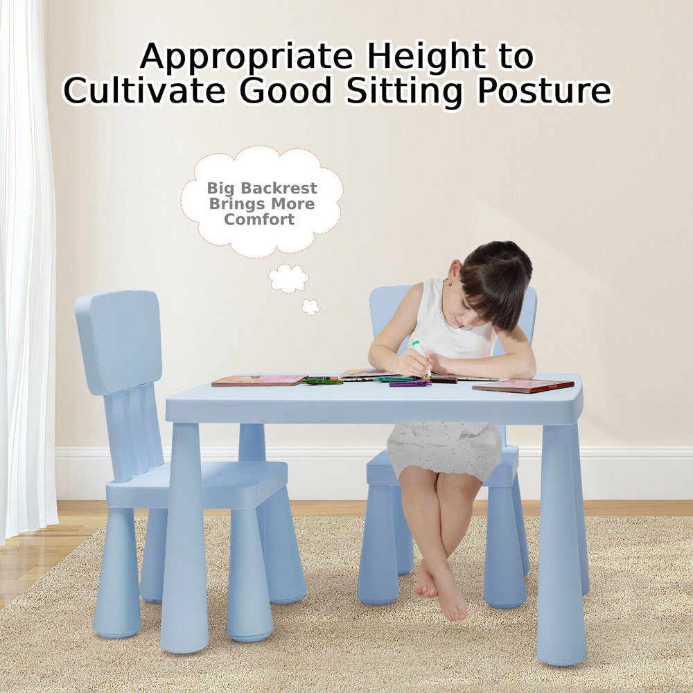 Costway 2 Seater Blue Kids Activity Table and Chair Set Image 6