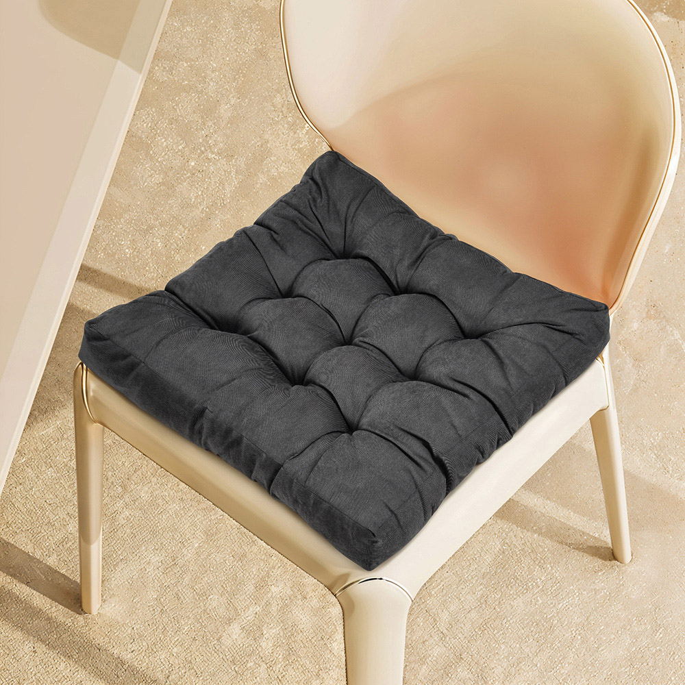 Living and Home Dark Coffee Soft Corduroy Chair Cushion 55 x 55cm Image 7