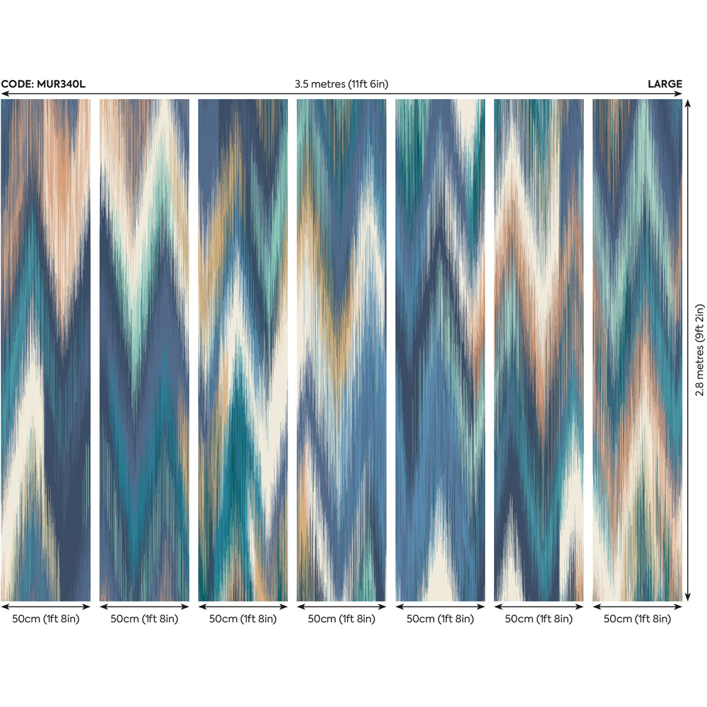 Origin Murals Ikat Zig Zag Blue Wall Mural Image 3