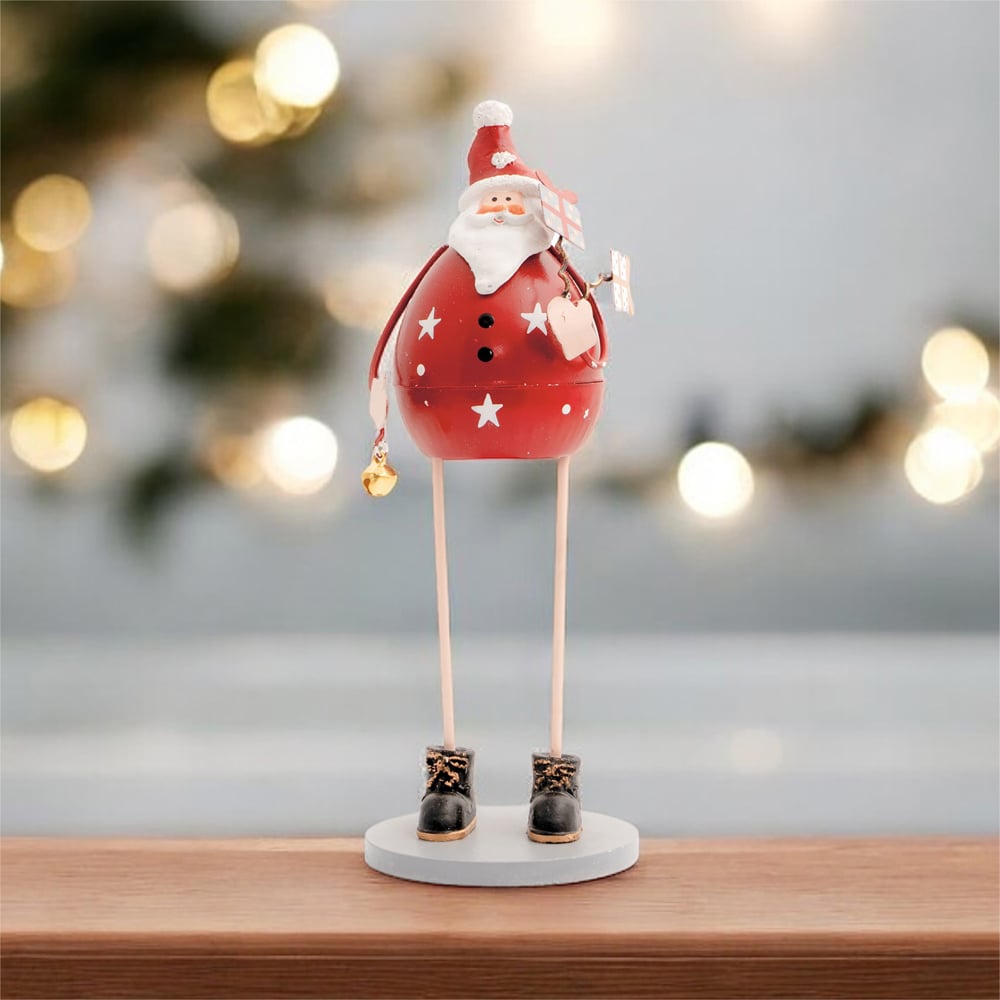 St Helens Red Metal Santa Claus Decoration Image 2