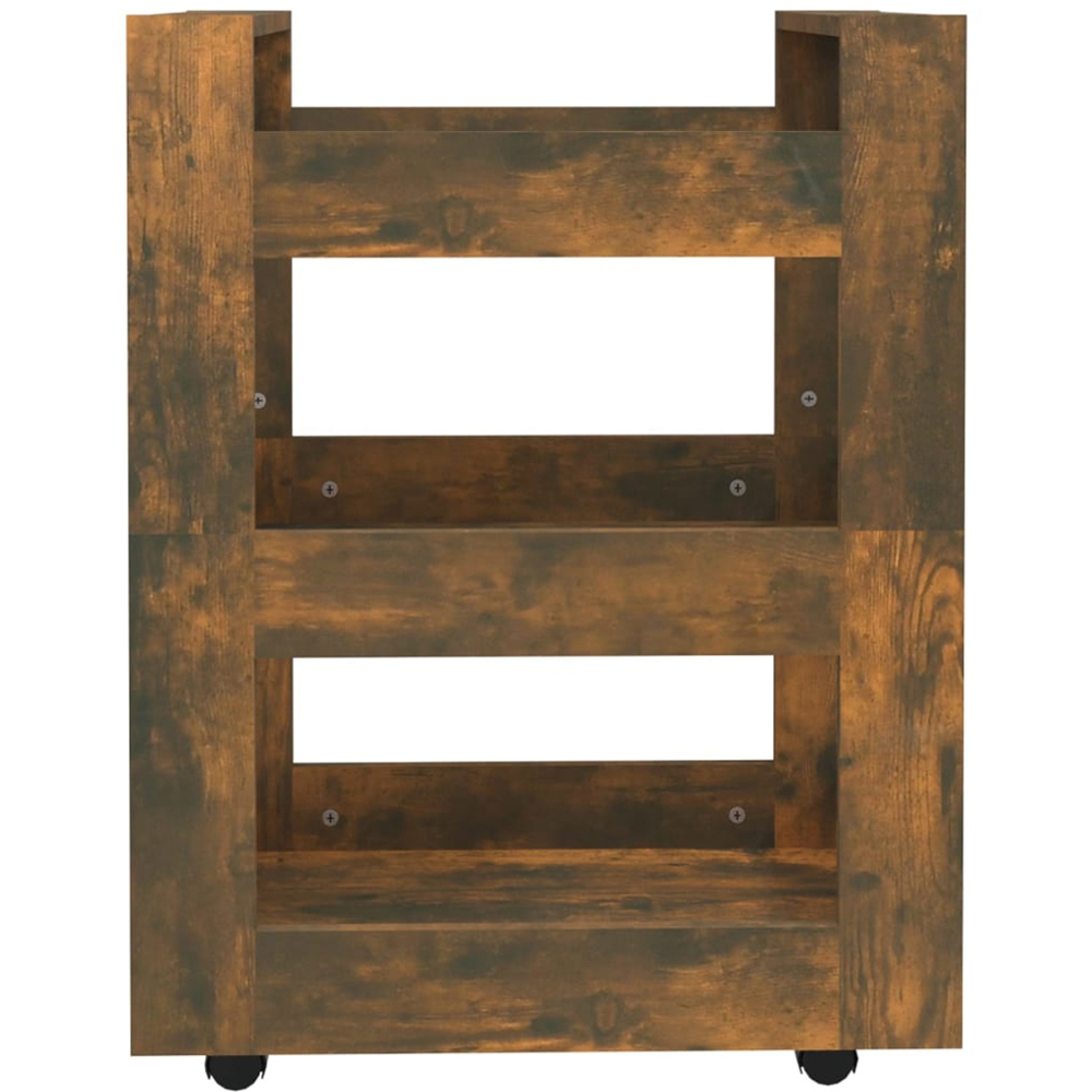 vidaXL 3 Shelf Smoked Oak Kitchen Trolley Image 5