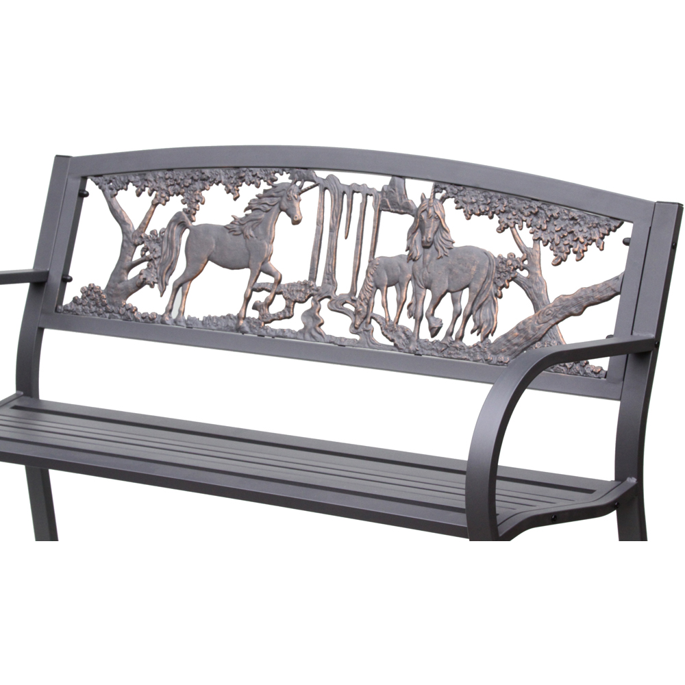 Gardeco 2 Seater Unicorn Motif Black and Bronze Patina Steel framed Cast Iron Bench Image 3