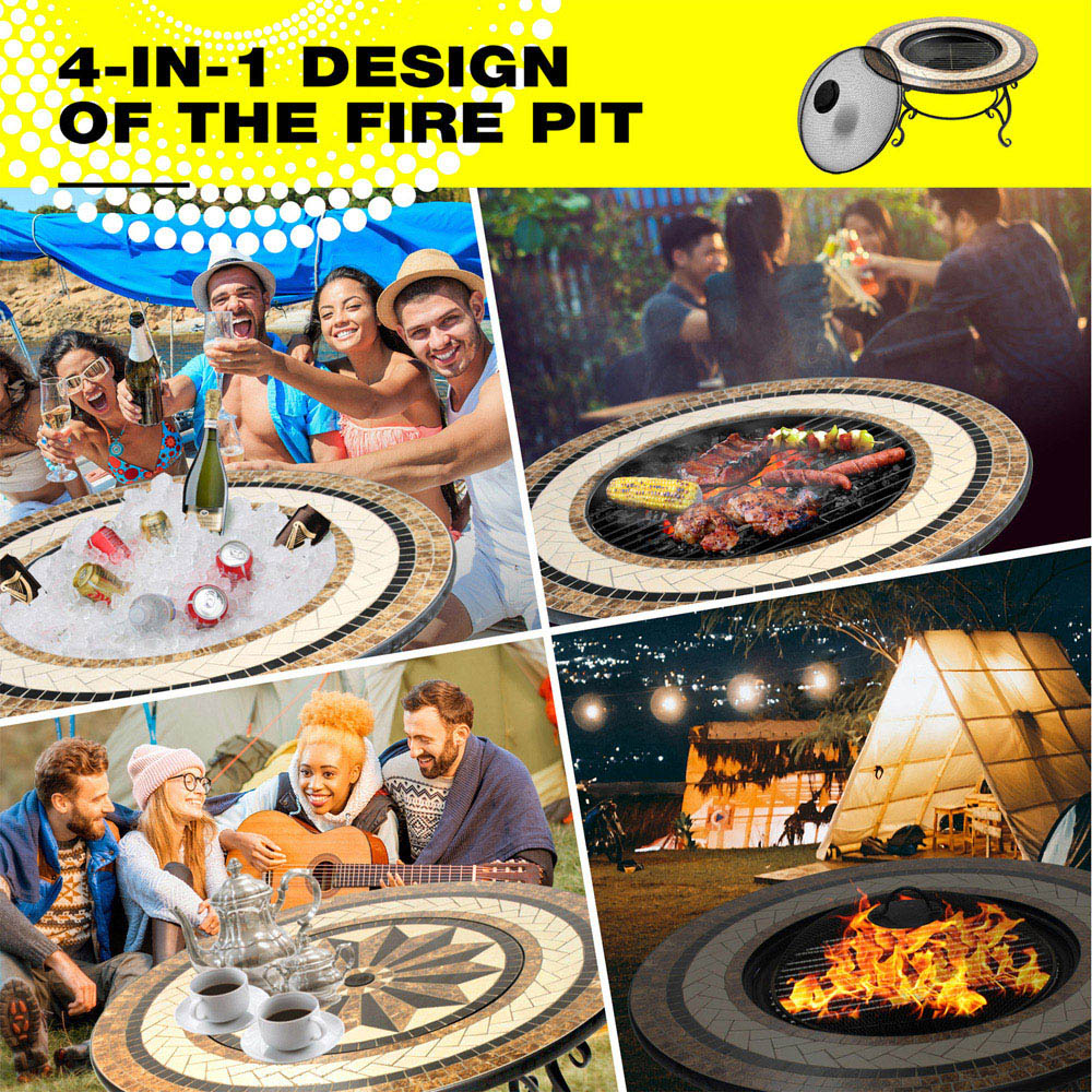 Centurion Supports Topanga Brown and Cream Fire Pit Image 5