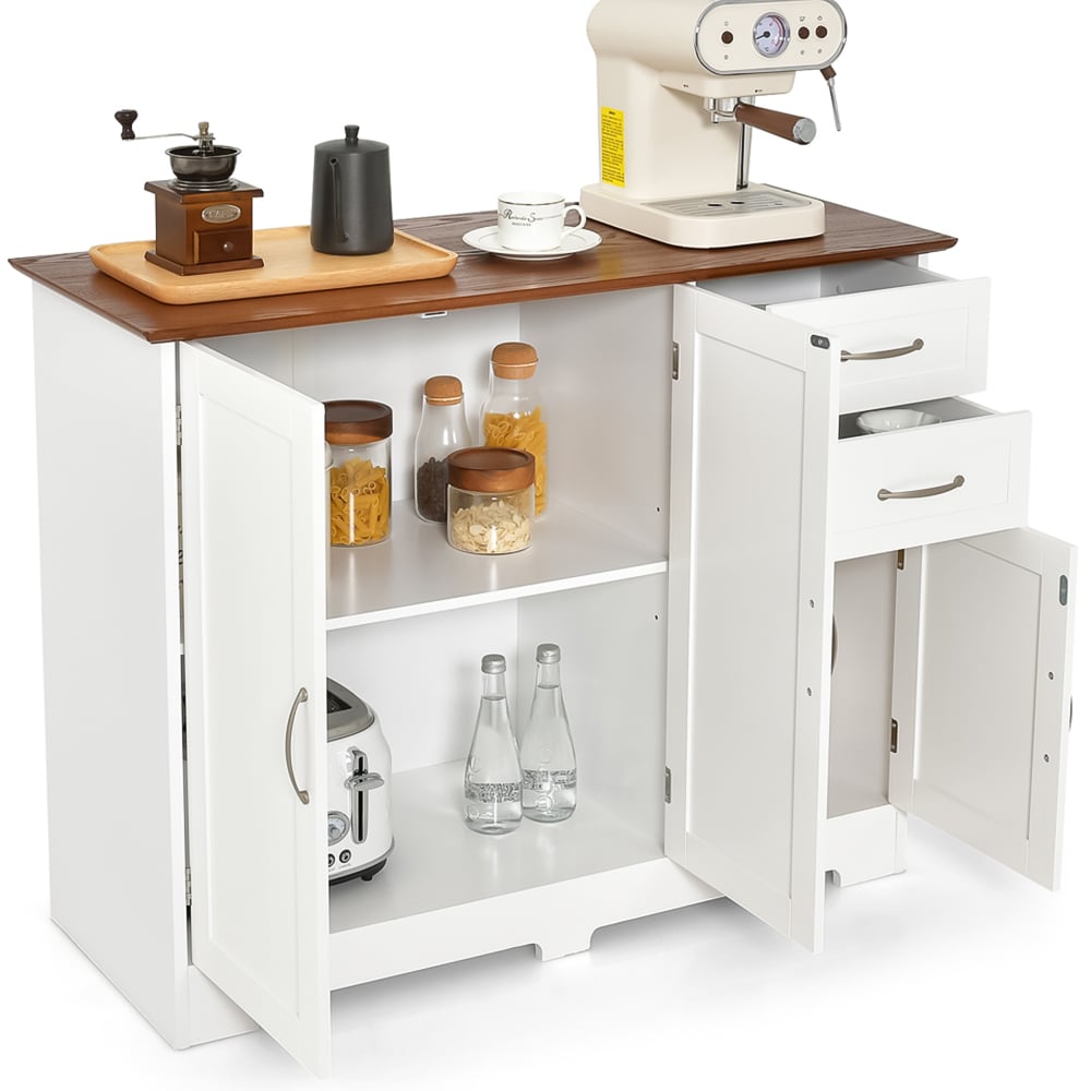 Costway 3 Door 2 Drawer White Storage Cabinet Image 3