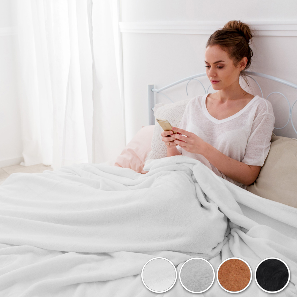 tectake Grey Washable Polyester Blanket 220 x 240cm Image 2