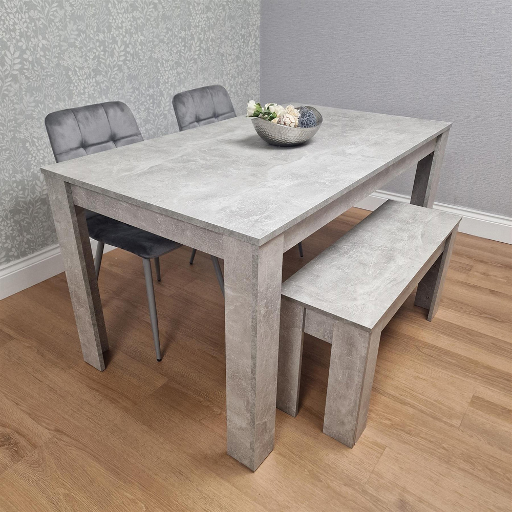 Kosy Koala 4 Seater Velvet Dining Bench Set Stone Grey Effect and Grey Image 7