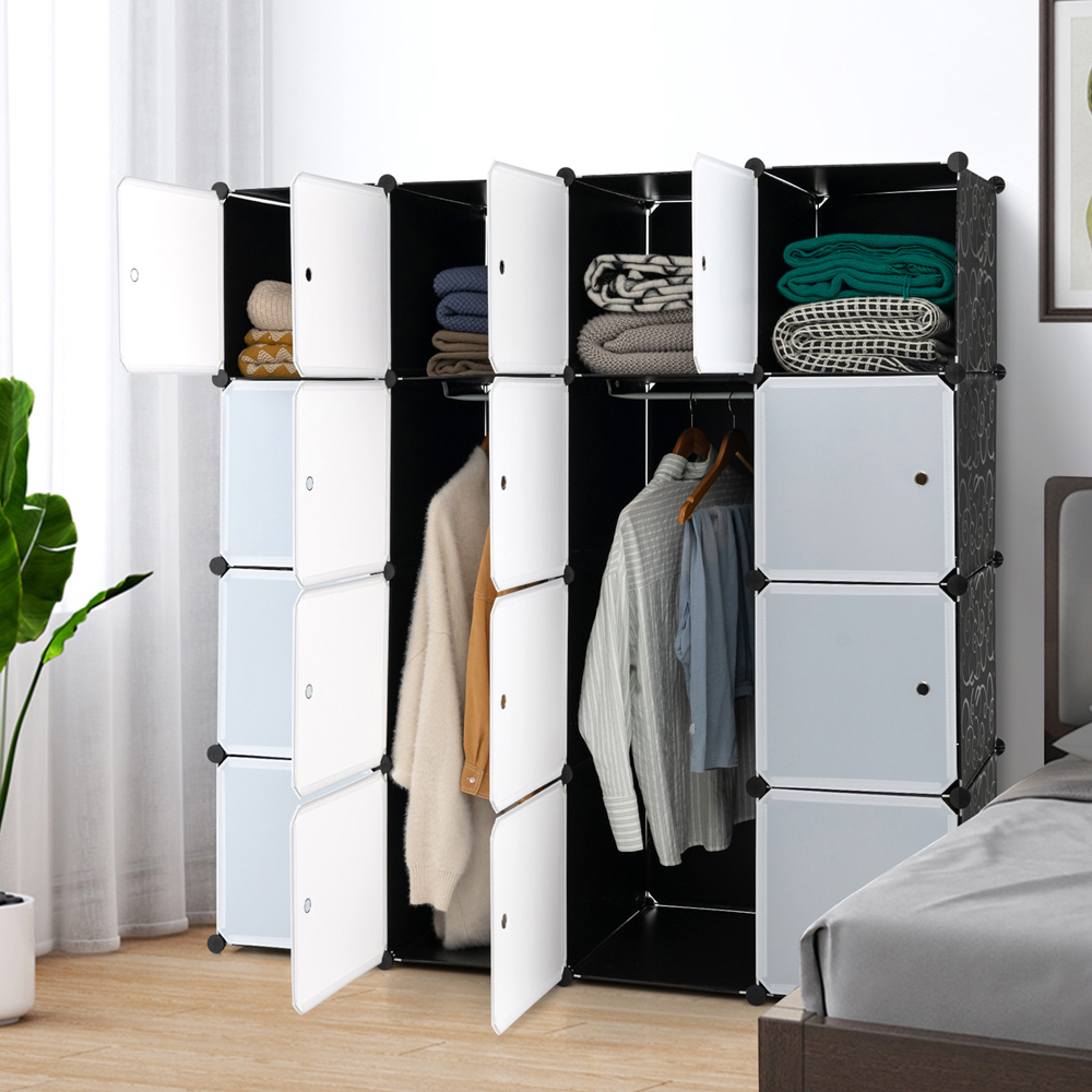 Costway 16 Cube Black and White Storage Cabinet Image 3