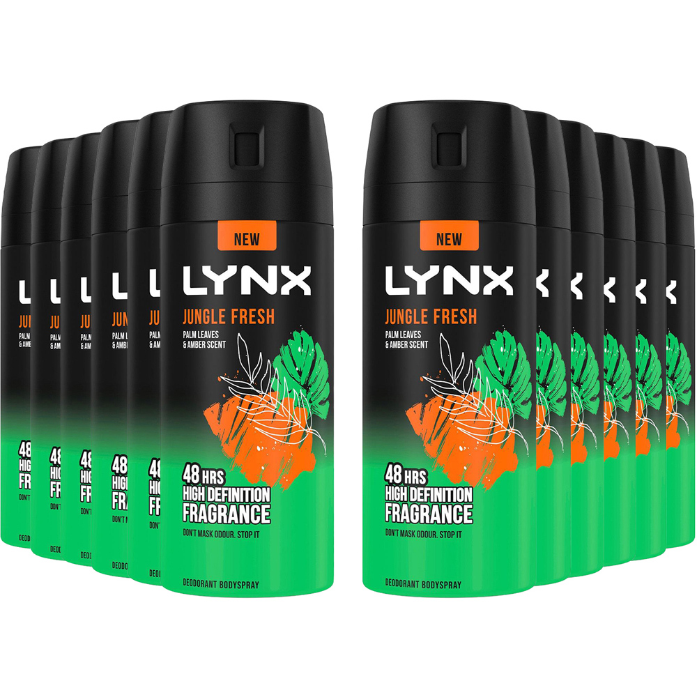 Lynx Body Spray Jungle Fresh 48H High Definition Fragrance Deodorant Spray 150ml 12 Pack Image 1