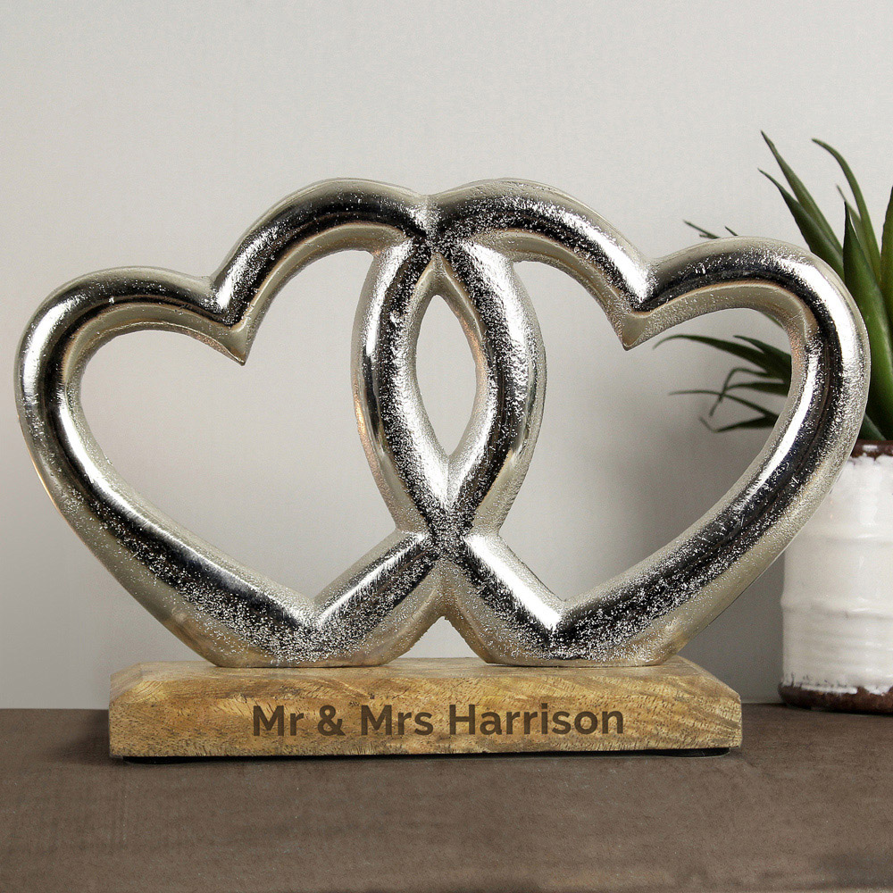 Personalised Memento Personalised Free Text Double Heart Ornament Image 3