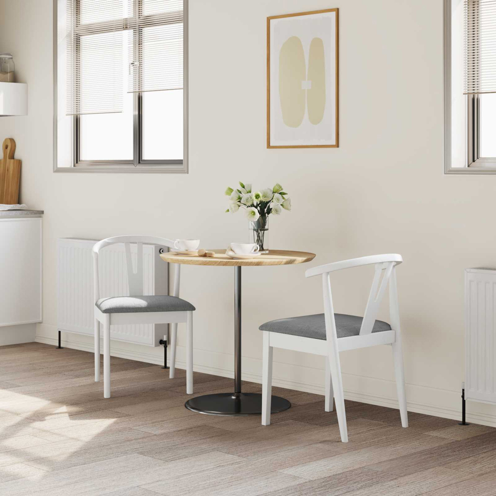 vidaXL Set of 2 White and Grey Rubberwood Dining Chairs Image 9
