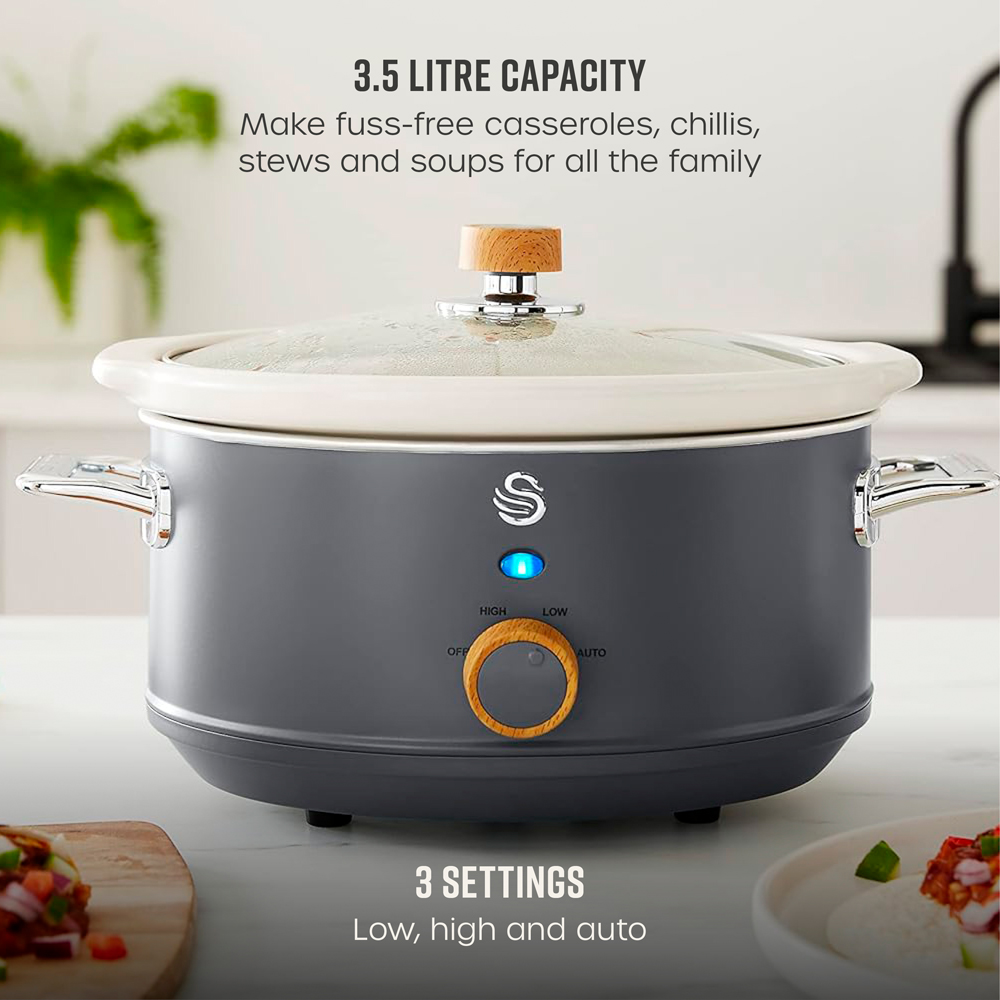 Swan SF17021GRYN Nordic Grey 3.5L Slow Cooker Image 3