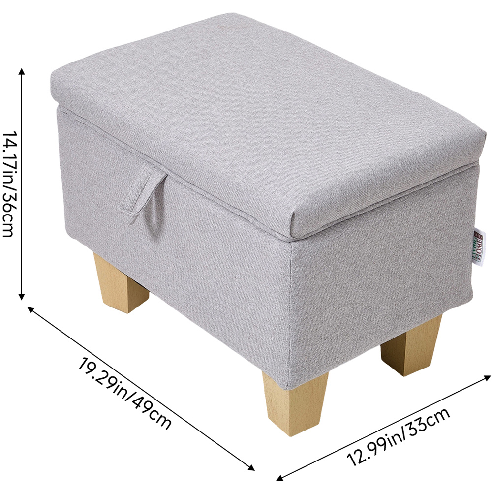 Living and Home Grey Linen Upholstered Storage Ottoman Image 9