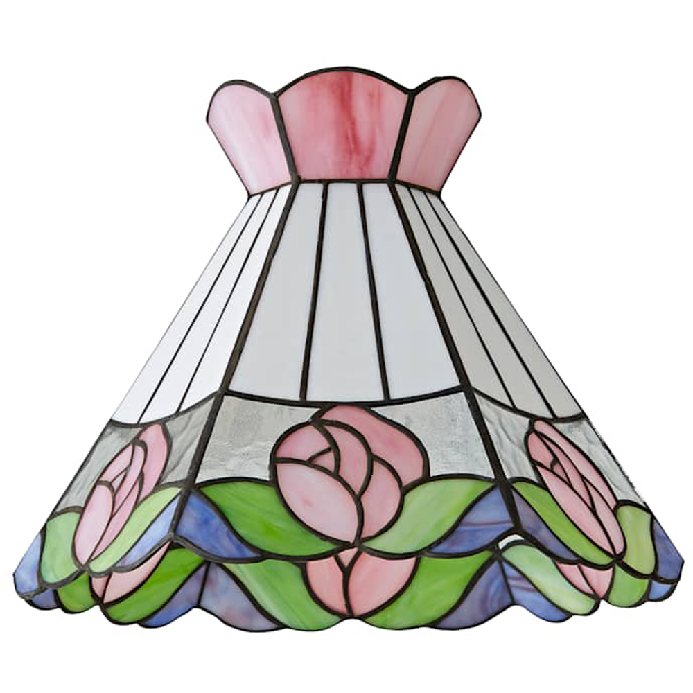 ValueLights Evelyn Tiffany Rose Glass Ceiling Pendant Lamp Shade Image 1