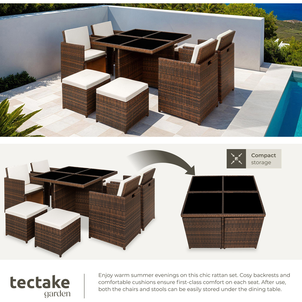 tectake Manhattan 8 Seater Rattan Garden Dining Set Black and Brown Image 4