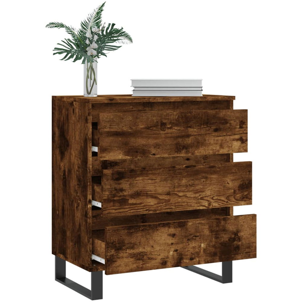 vidaXL 3 Drawer Smoked Oak Sideboard with Iron Feet Image 4