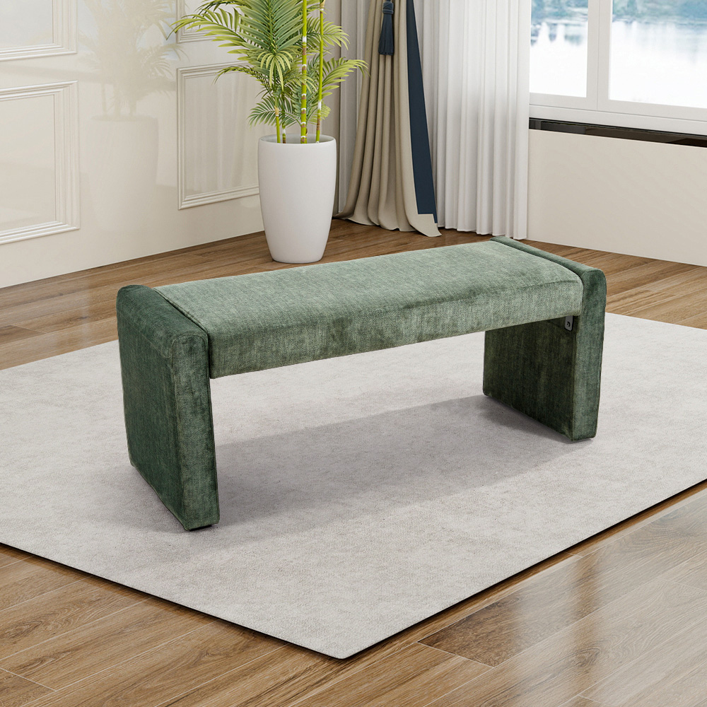 Living and Home 2 Seater Green Velvet Bench Image 8